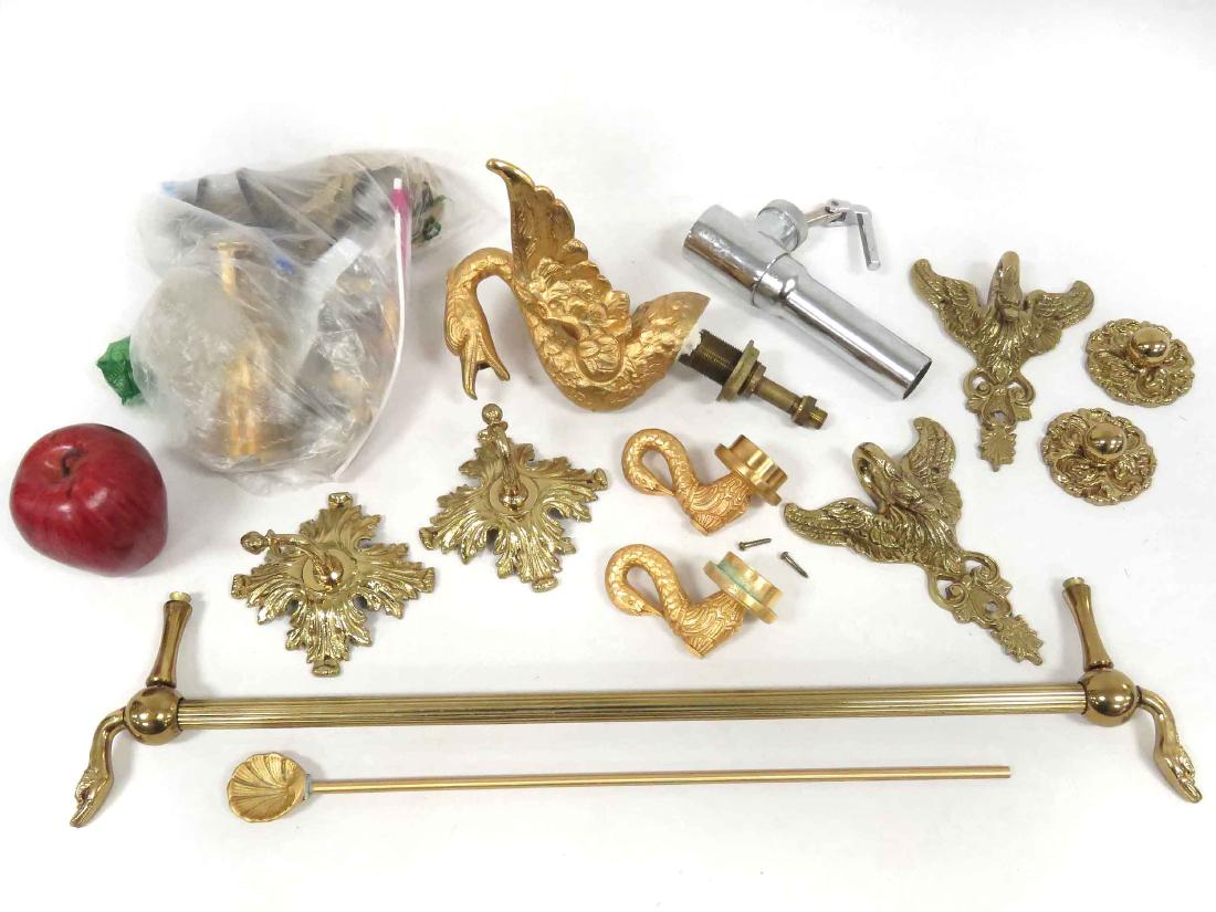 SHERLE WAGNER GILT BRASS SWAN'S NECK FAUCET SET: TOWEL (1 of 3)