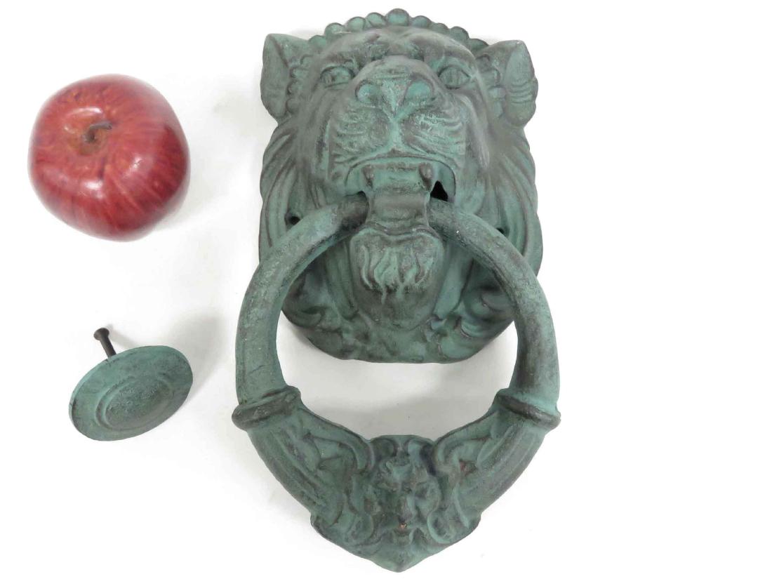 CAST IRON LION HEAD DOOR KNOCKER. HEIGHT 11 1/2" (1 of 2)