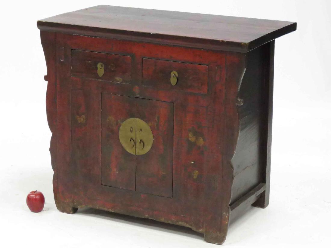 CHINESE PAINTED CABINET, CHING/REPUBLIC. HEIGHT 32"; (1 of 2)