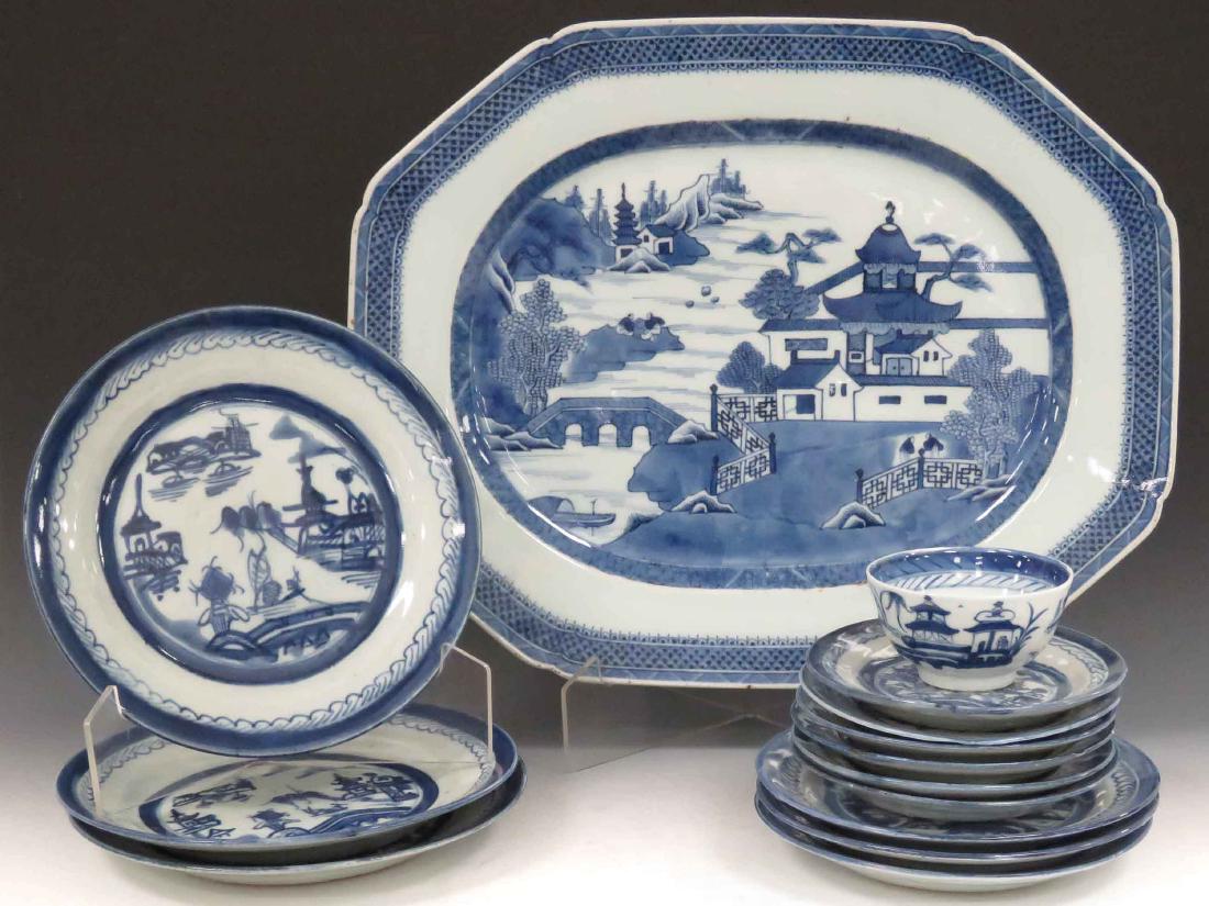 LOT (14) CHINESE EXPORT CANTON PORCELAINS, 19TH CENTURY (1 of 2)