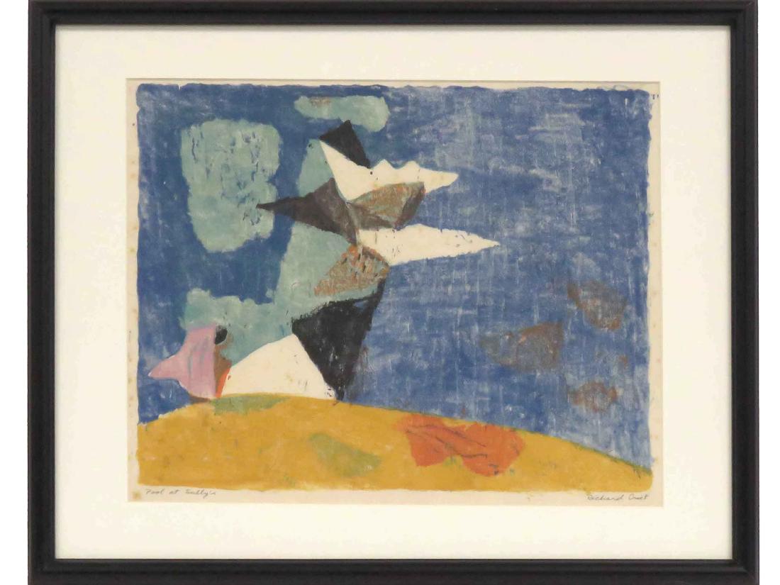 RICHARD CRIST (AMERICAN 1909-1985), COLORED WOODCUT, (1 of 2)