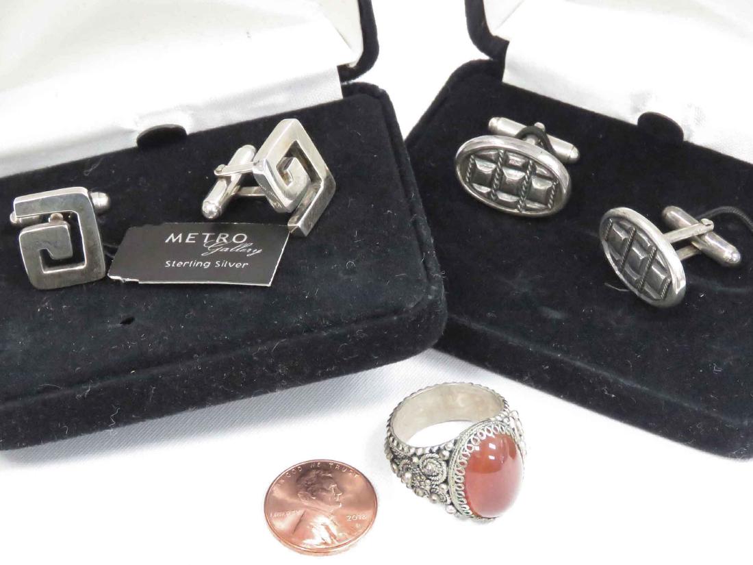 LOT STERLING MEN'S JEWELRY INCLUDING (2) PAIR CUFFLINKS (1 of 2)