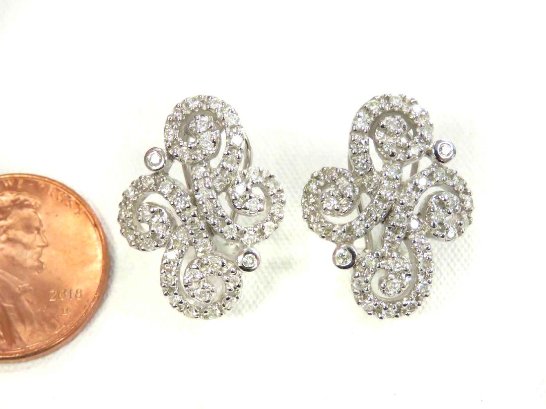 PAIR 14K/585 WHITE GOLD & DIAMOND ACCENT CLIP EARRINGS. (1 of 4)