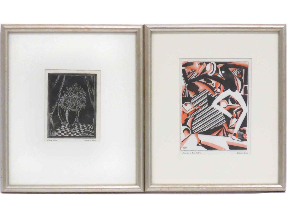 LOT (2) INCLUDING WINOLD REISS (AMERICAN 1886-1953),: LOT (2) INCLUDING WINOLD REISS (AMERICAN 1886-1953), LETTER PRESS PRINT, JAZZ, SIGHT 7 1/2 X 5 1/2" & KONRAD CRAMER (AMERICAN 1888-1963), LETTER PRESS PRINT, FLORAL, SIGHT 5 1/2 X 4 1/4" (BOTH ORIGINA