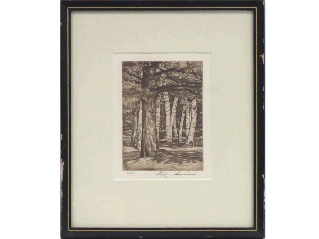 LUIGI LUCIONI (AMERICAN 1900-1988), ETCHING, "PINE IN (1 of 3)