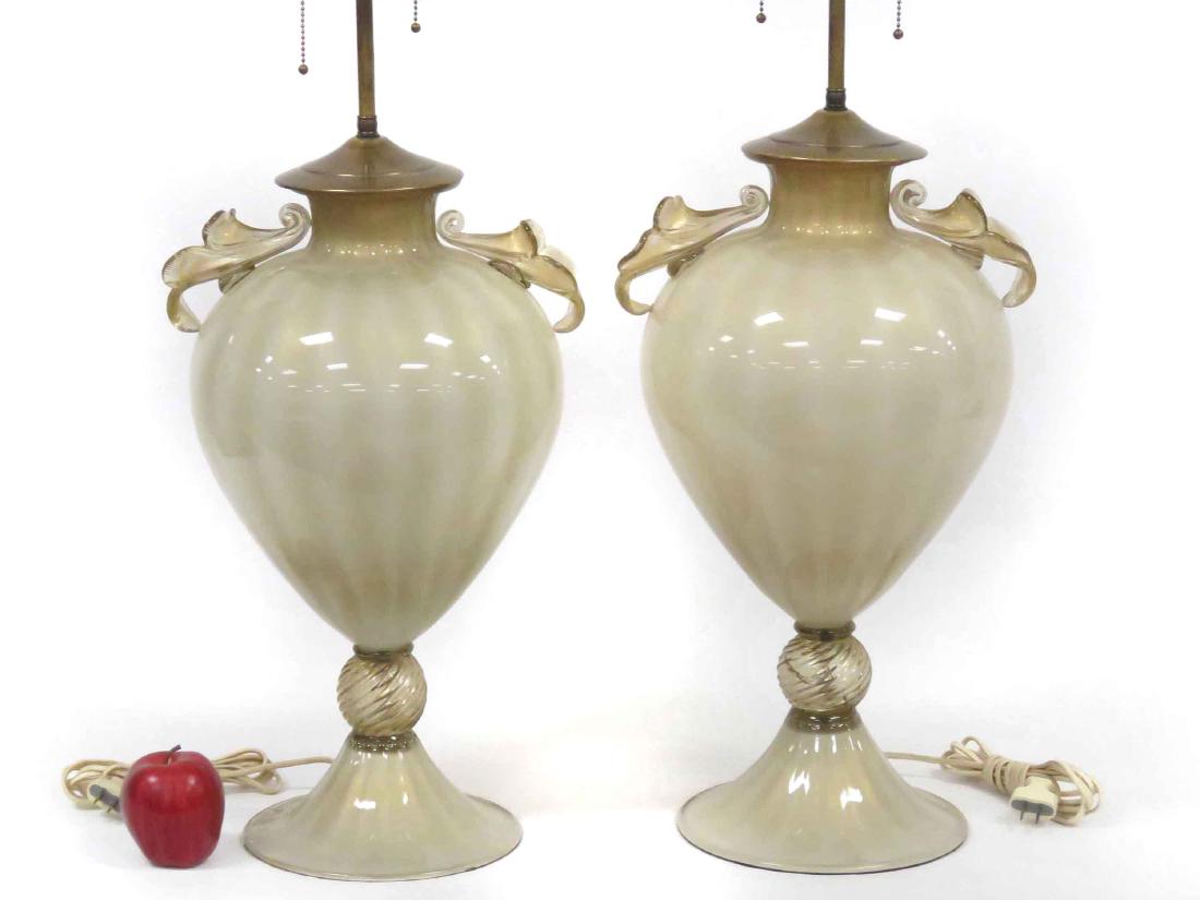 PAIR VENETIAN ART GLASS TABLE LAMPS. HEIGHT 54" (1 of 3)