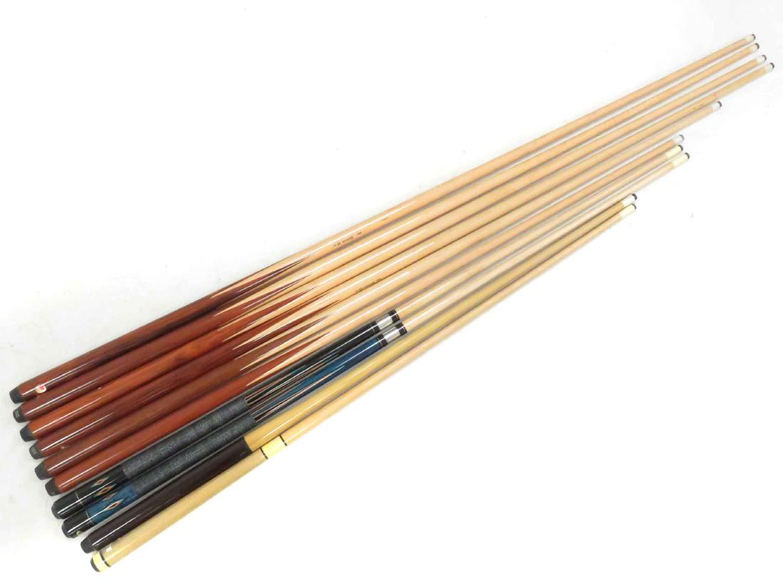 LOT (10) ASSORTED POOL CUES: LOT (10) ASSORTED POOL CUES