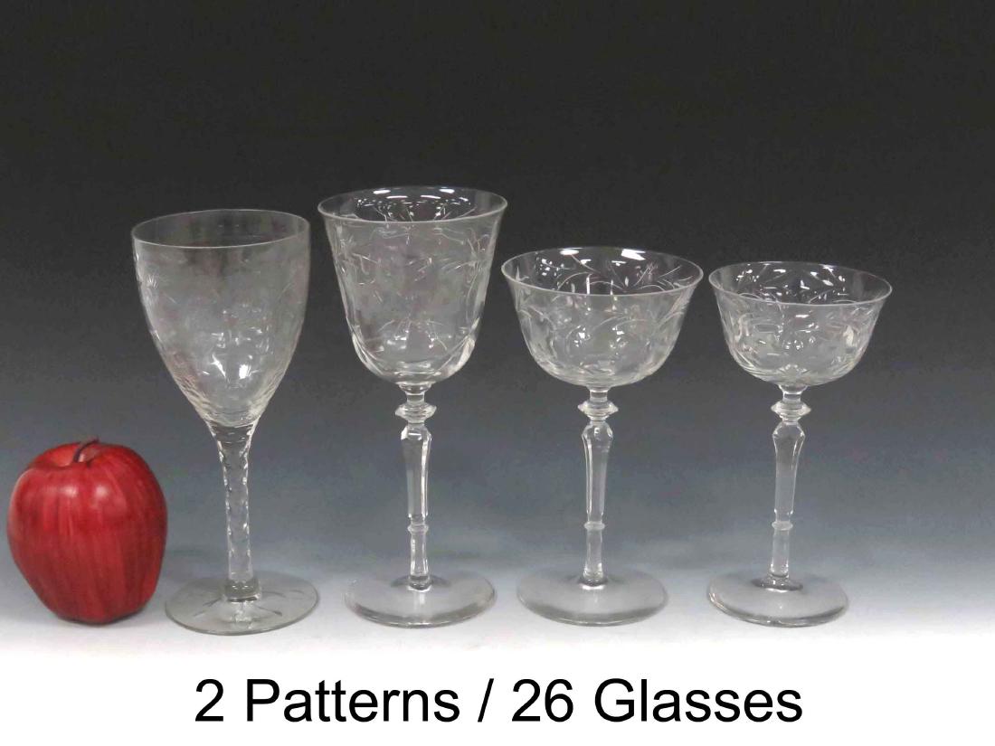 LOT (26) CUT AND ETCHED CRYSTAL STEMWARE (2/SEPARATE (1 of 3)