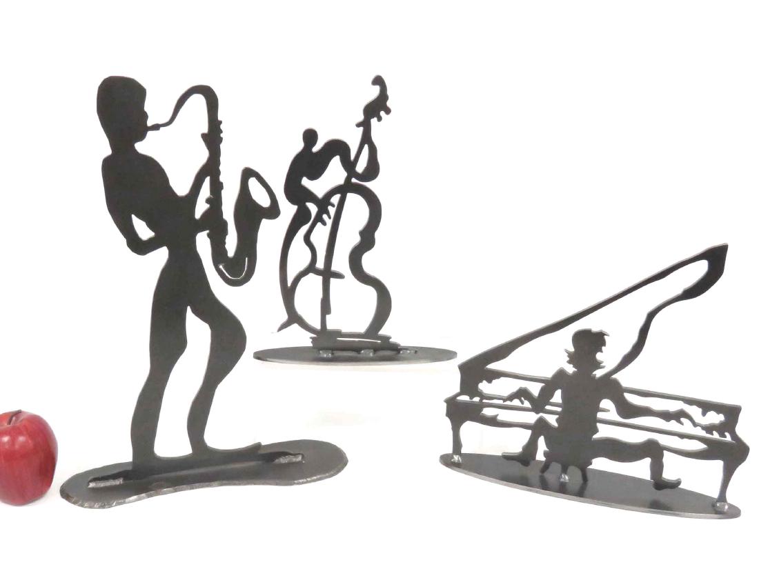 LOT (3) LASER CUT STEEL SILHOUETTE FIGURES OF MUSICIANS (1 of 3)