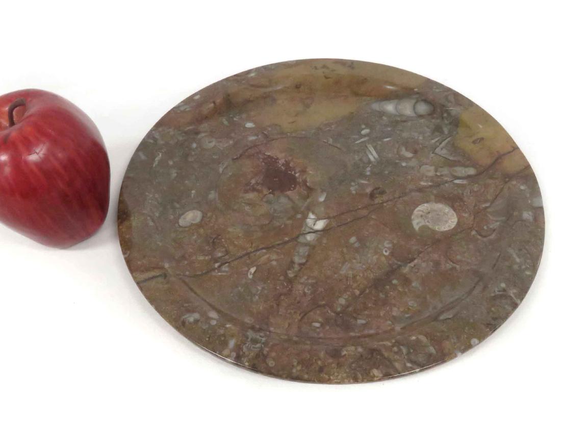 AMMONITE FOSSIL CARVED DISH. DIAMETER 10" (1 of 2)