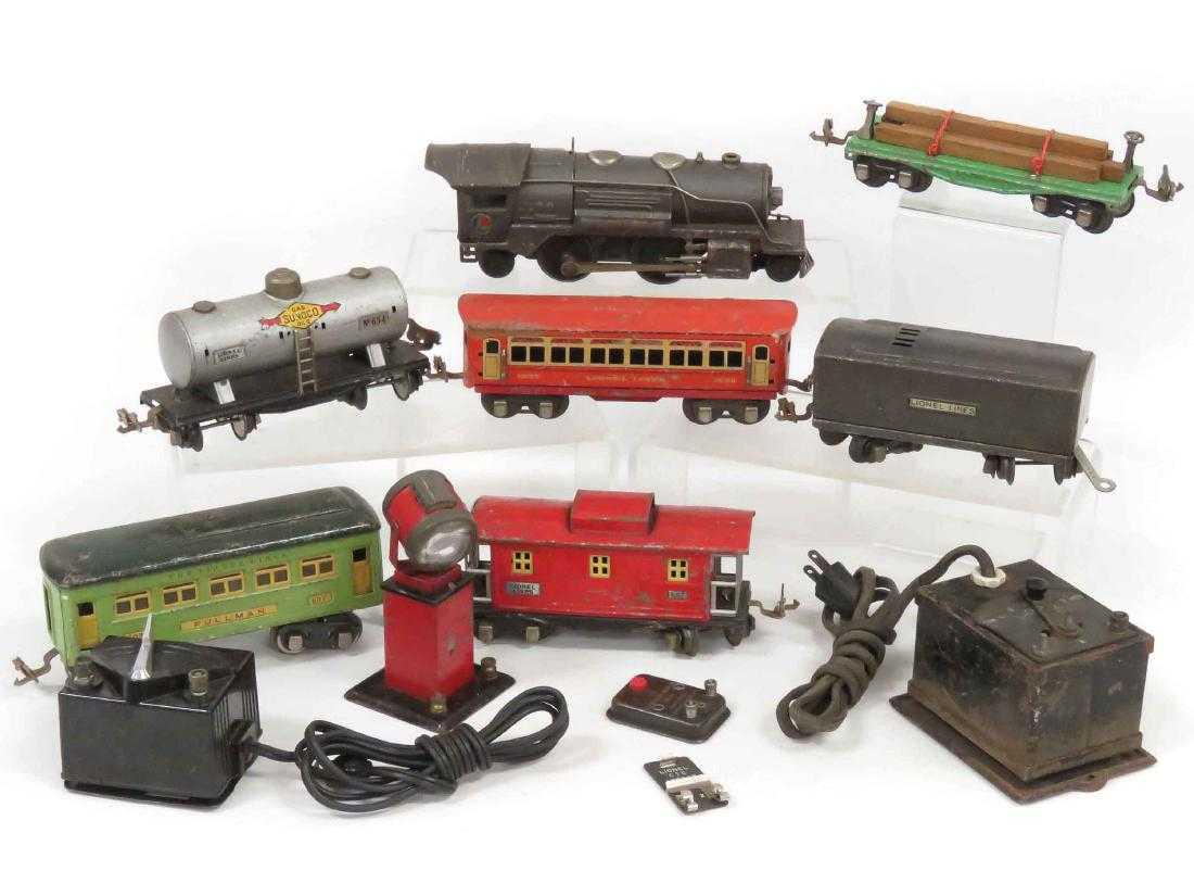 VINTAGE LIONEL O'GAUGE TRAINS INCLUDING ENGINE/TENDER, (1 of 1)