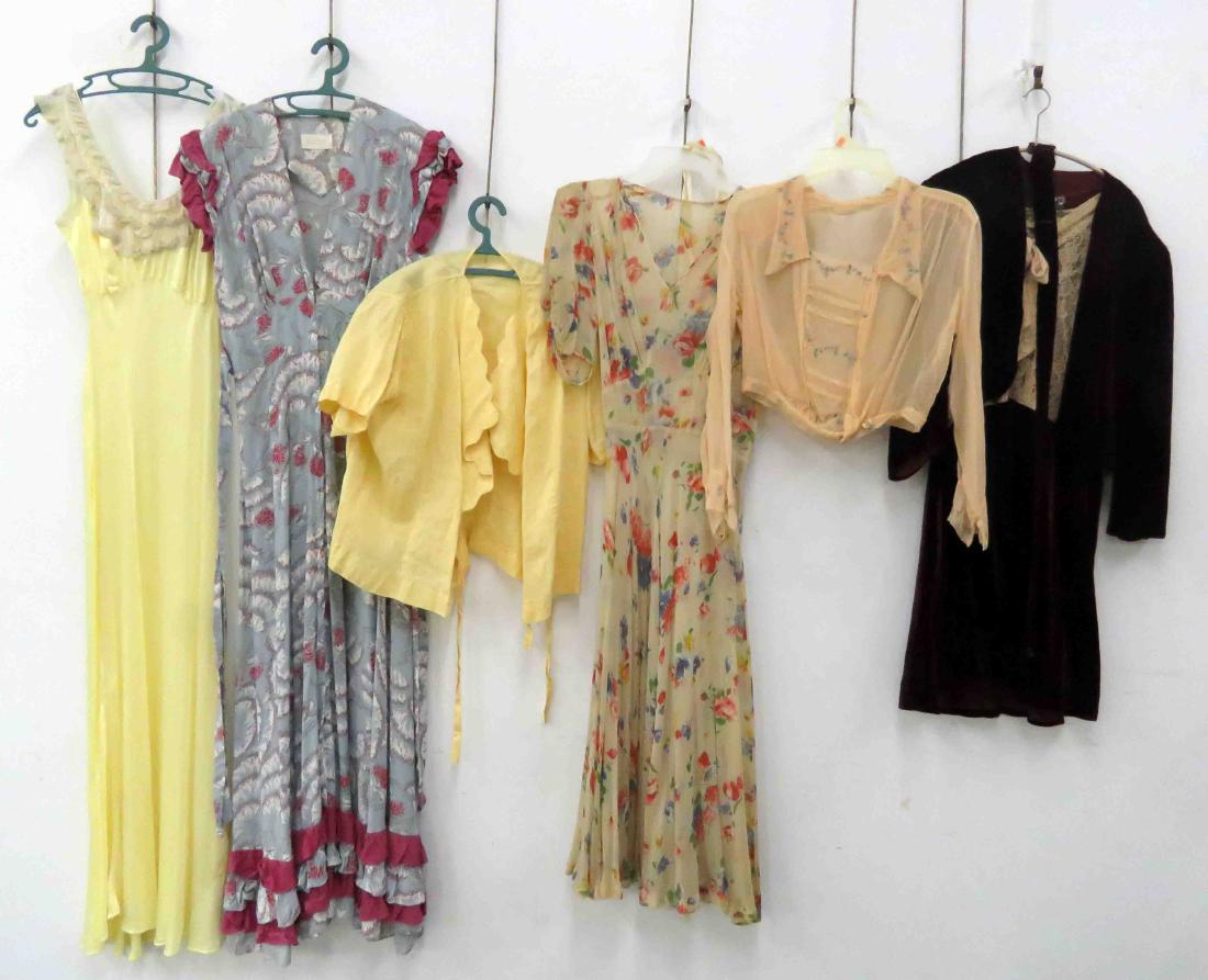 LOT (6) VINTAGE DAY DRESSES, BLOUSES & LINGERIE (1 of 1)