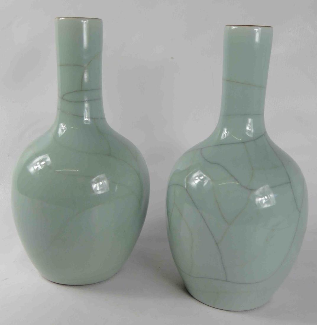 PAIR CHINESE CELADON KO YAO VASES. HEIGHT 12" (1 of 1)