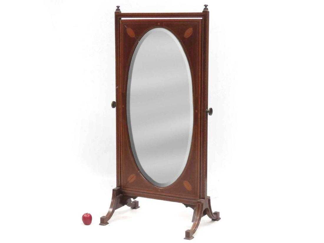 FRENCH STYLE CARVED & INLAID DRESSING/CHEVAL MIRROR. (1 of 1)