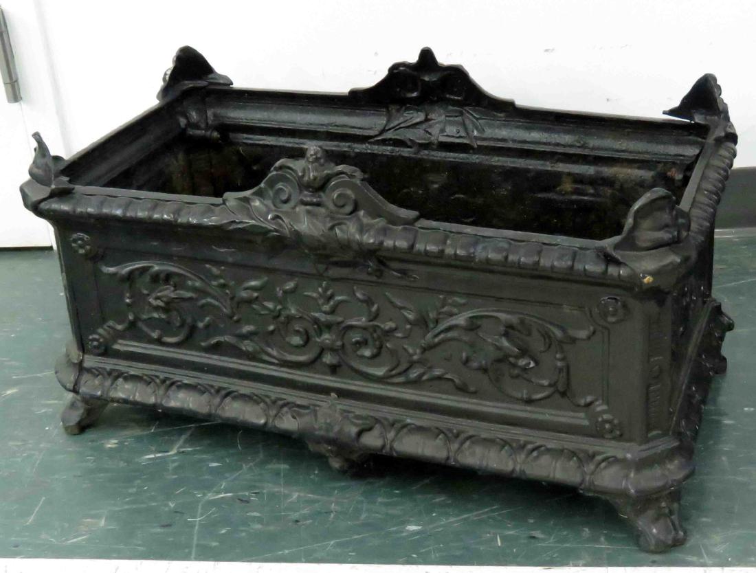 CLASSICAL STYLE CAST IRON BOX-FORM PLANTER. HEIGHT 15"; (1 of 1)