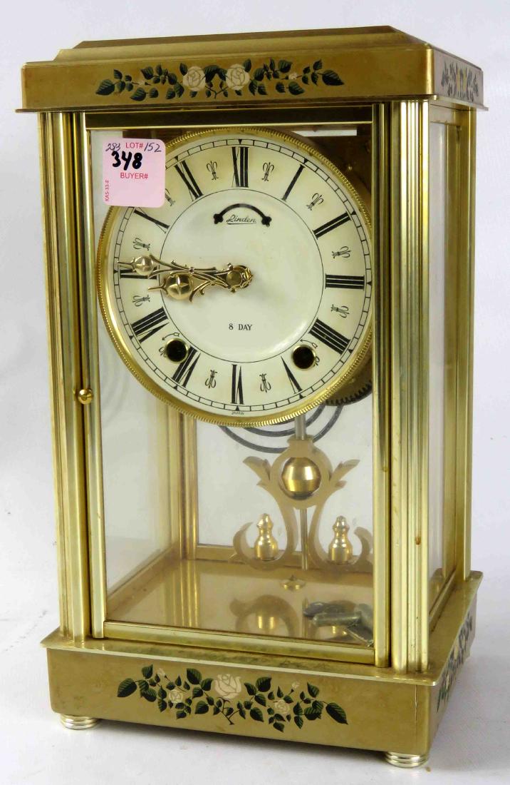 LINDEN BRASS 8-DAY CRYSTAL REGULATOR SHELF CLOCK. (1 of 1)