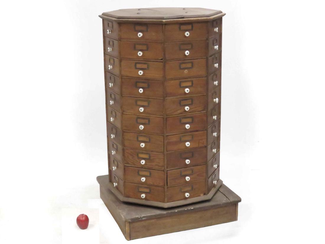 VINTAGE OAK OCTAGONAL MULTI-DRAWER (80) REVOLVING (1 of 2)