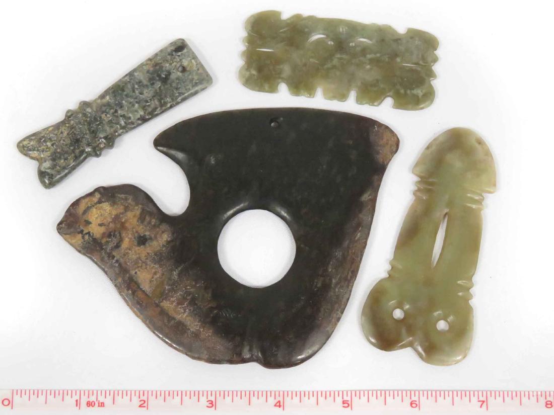 LOT (4) CHINESE ARCHAIC-FORM CARVED HARDSTONE RITUAL (1 of 1)