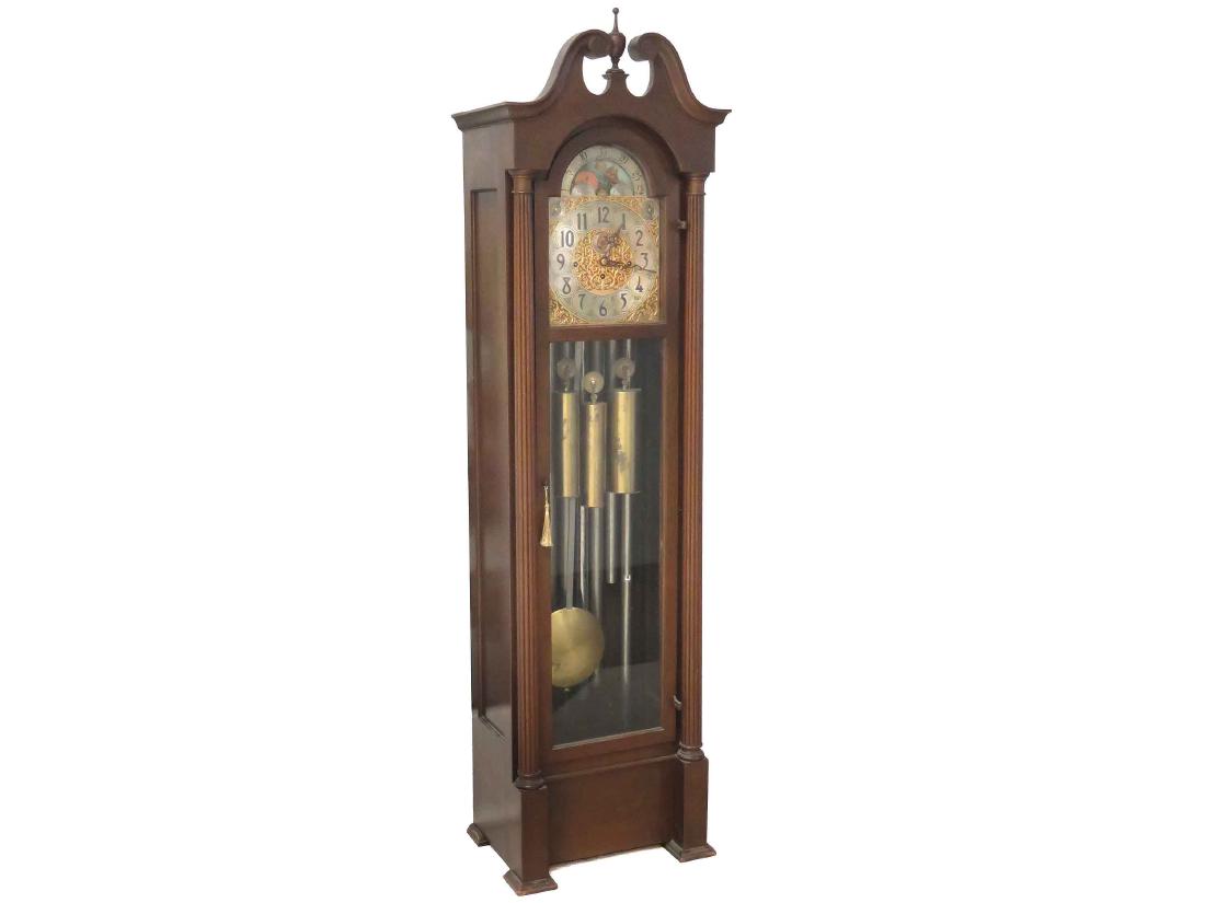 VINTAGE HERSCEDE-HALL MAHOGANY TALL CASE CLOCK WITH (3) (1 of 2)