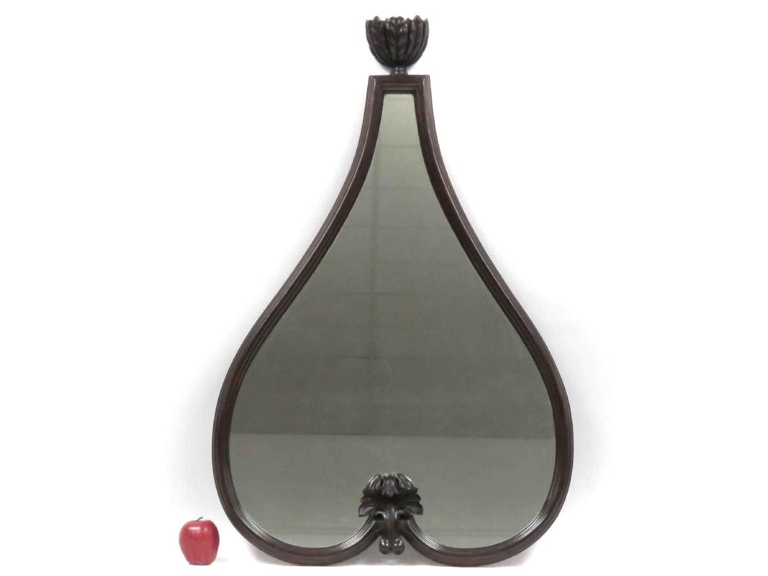 REGENCY STYLE CARVED MAHOGANY FRAMED SHAPED MIRROR. (1 of 3)