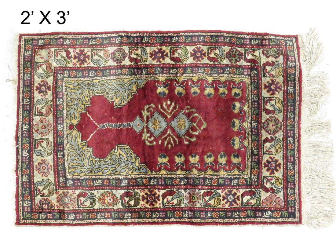 SEMI-ANTIQUE ANATOLIAN PRAYER RUG. 24 X 36": SEMI-ANTIQUE ANATOLIAN PRAYER RUG. 24 X 36"