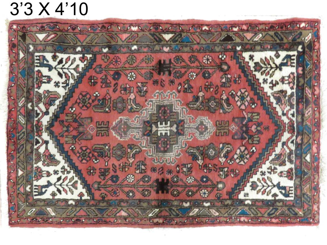 SEMI-ANTIQUE HAMADAN RUG. 3'3" X 4'10" (1 of 3)