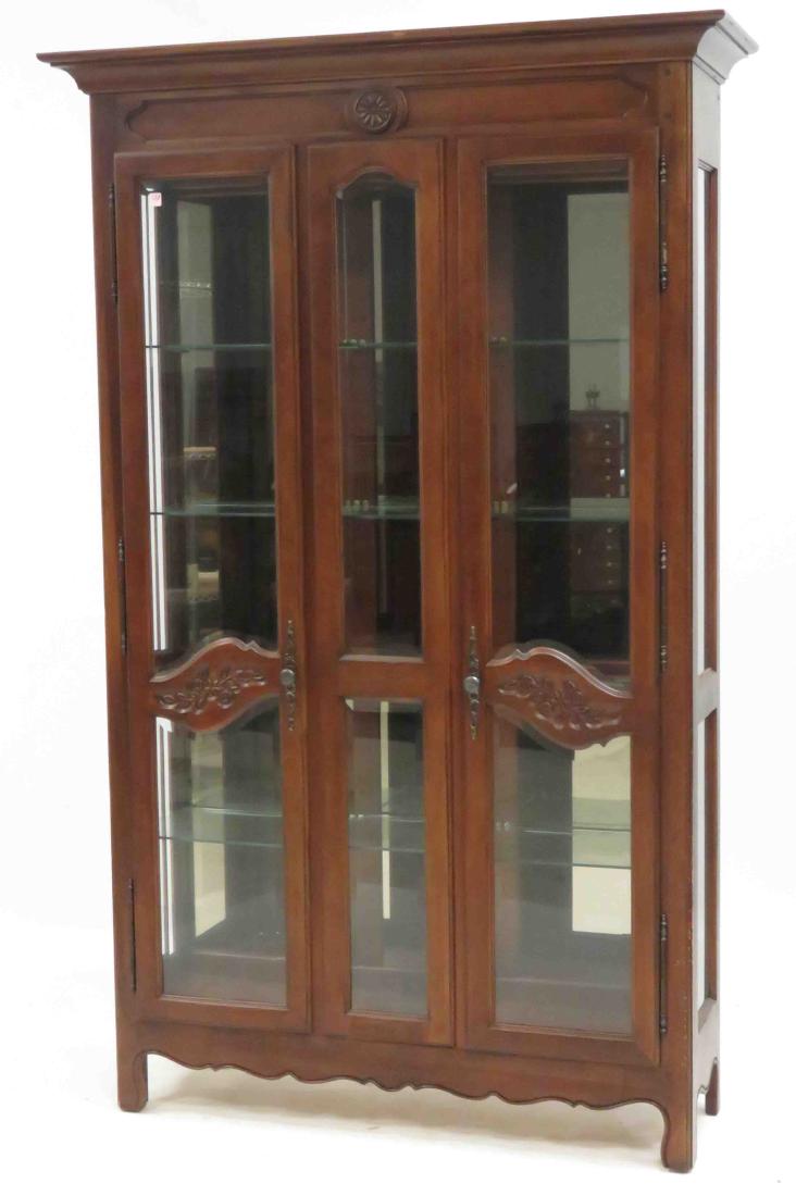 FRENCH PROVINCIAL CARVED WALNUT CHINA CABINET. HEIGHT (1 of 1)
