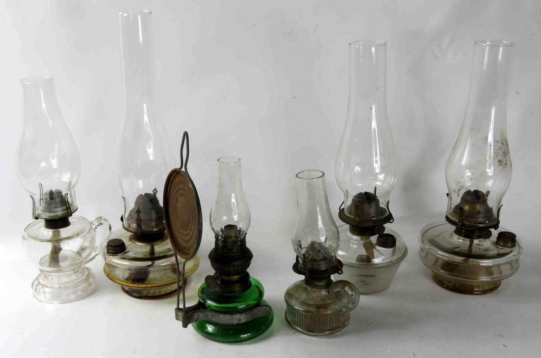 BOX LOT (6) ASSORTED OIL LAMPS (1 of 1)