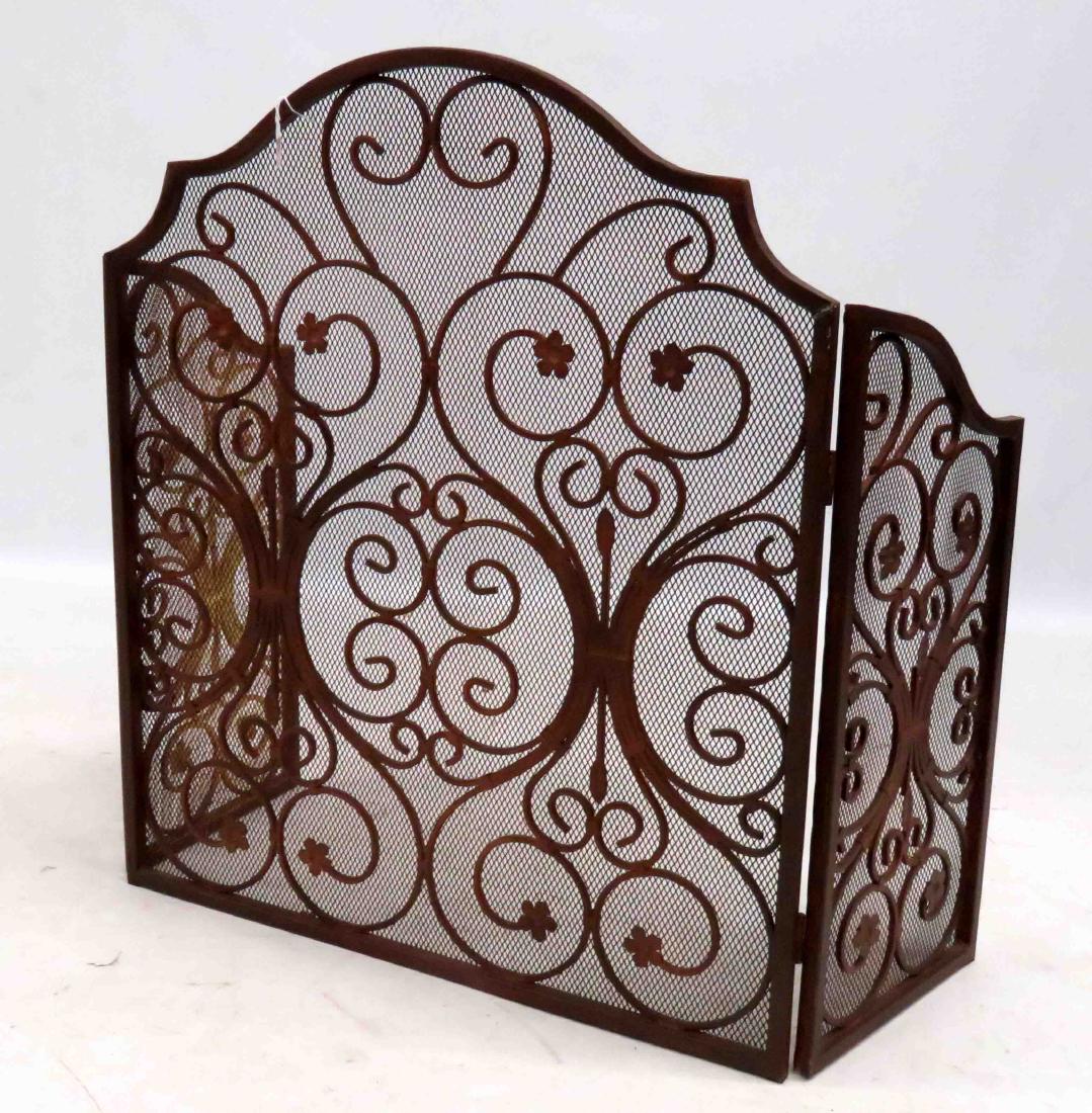 WROUGHT IRON FOLDING FIREPLACE SCREEN. HEIGHT 34";
