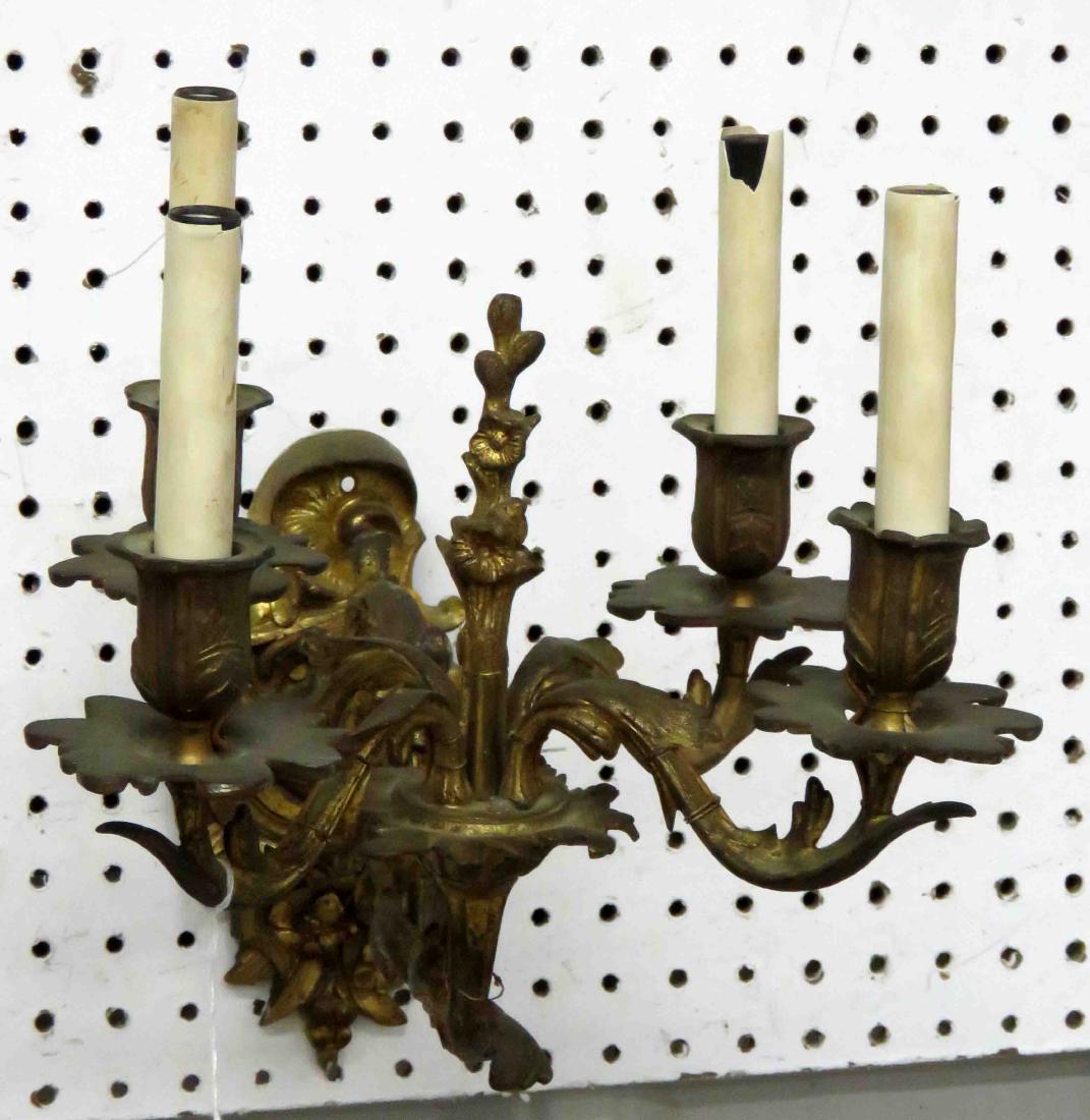 FRENCH STYLE GILT BRONZE CANDLE SCONCE (ELECTRIFIED). (1 of 1)