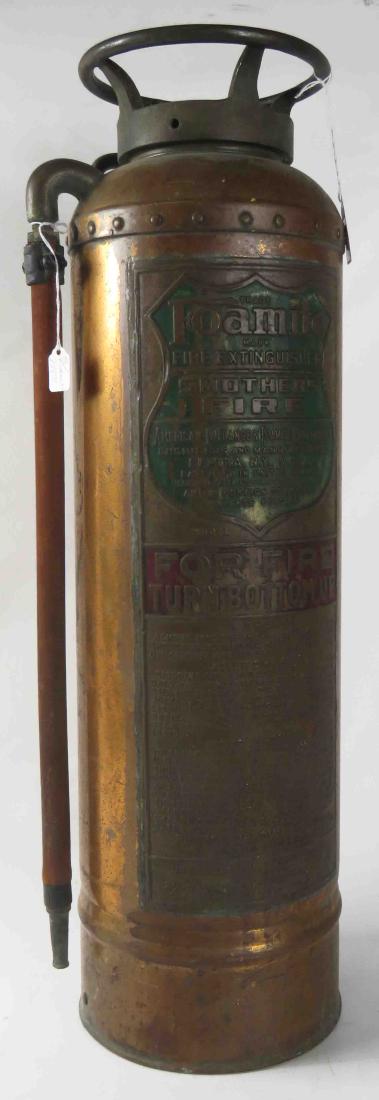 VINTAGE FOAMITE COPPER BODY FIRE EXTINGUISHER. HEIGHT (1 of 2)