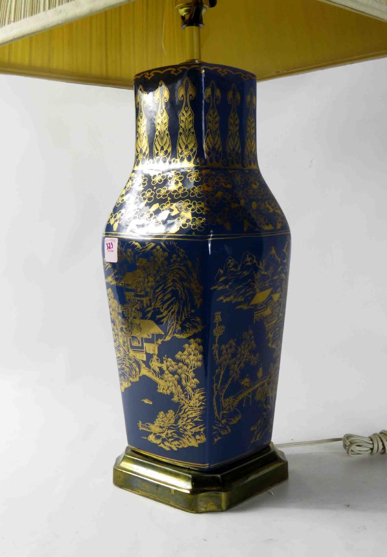 CHINESE STYLE GILT DECORATED PORCELAIN BASE TABLE LAMP. (1 of 1)