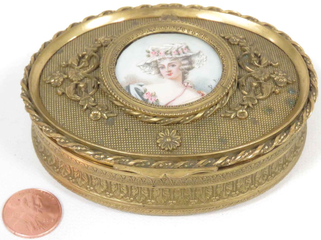 FRENCH EMPIRE STYLE GILT BRASS COVERED BOX WITH (1 of 3)