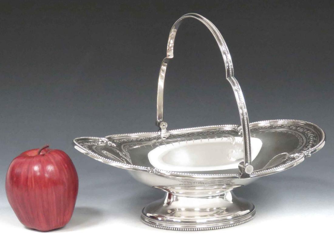 VICTORIAN SHEFFIELD PLATE BRIDE'S BASKET. LENGTH 11 (1 of 3)