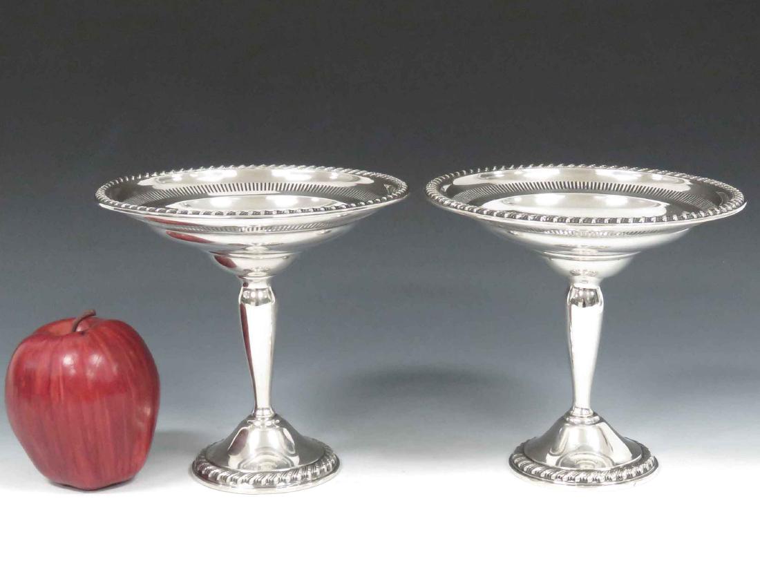 PAIR ROGERS WEIGHTED STERLING SILVER COMPOTES, #1930. (1 of 4)
