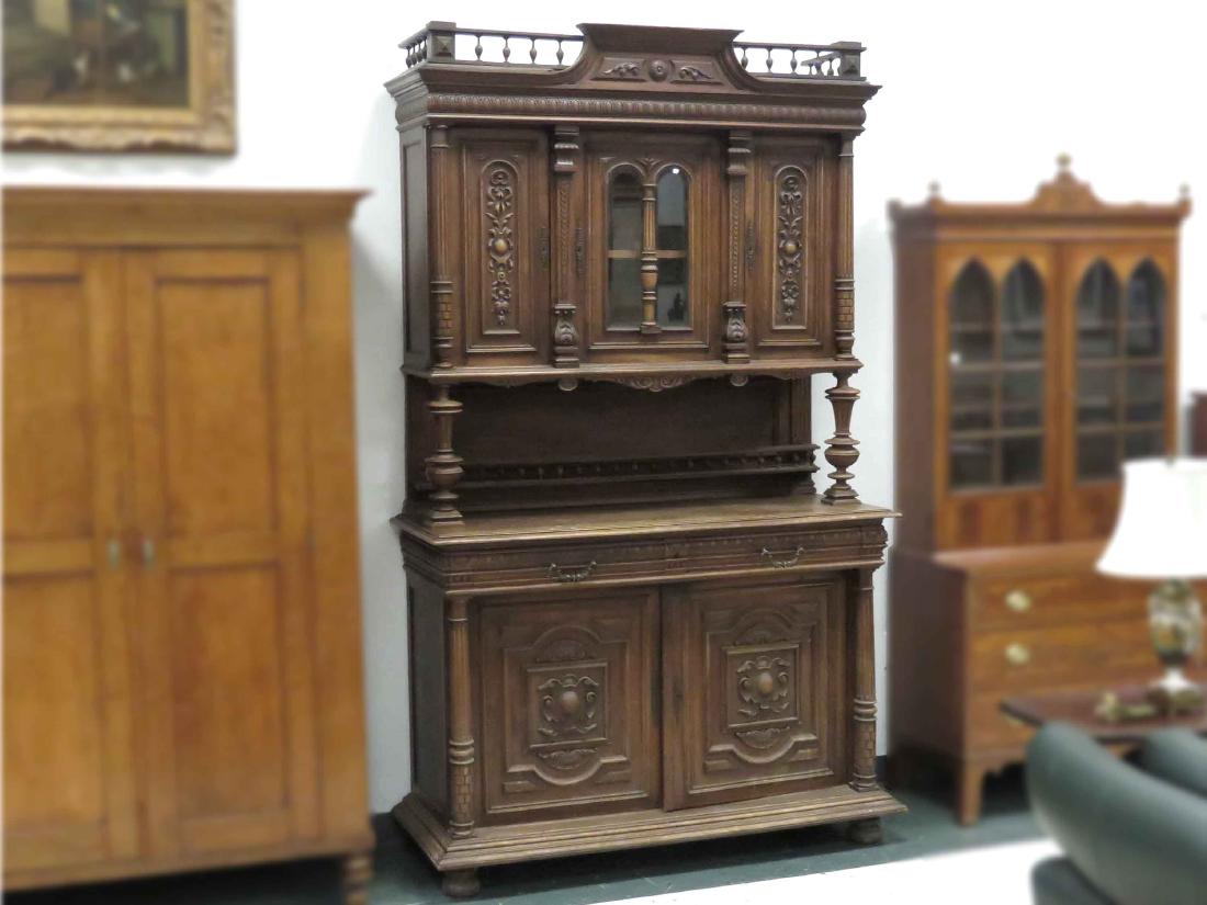 RENAISSANCE STYLE CARVED WALNUT SIDEBOARD/CABINET, 19TH (1 of 6)