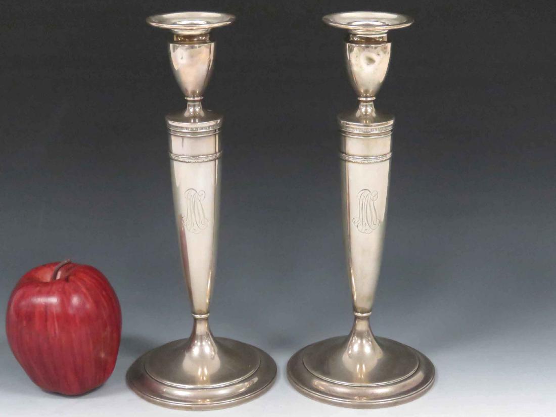 PAIR GORHAM STERLING WEIGHTED CANDLESTICKS, #11918. (1 of 2)