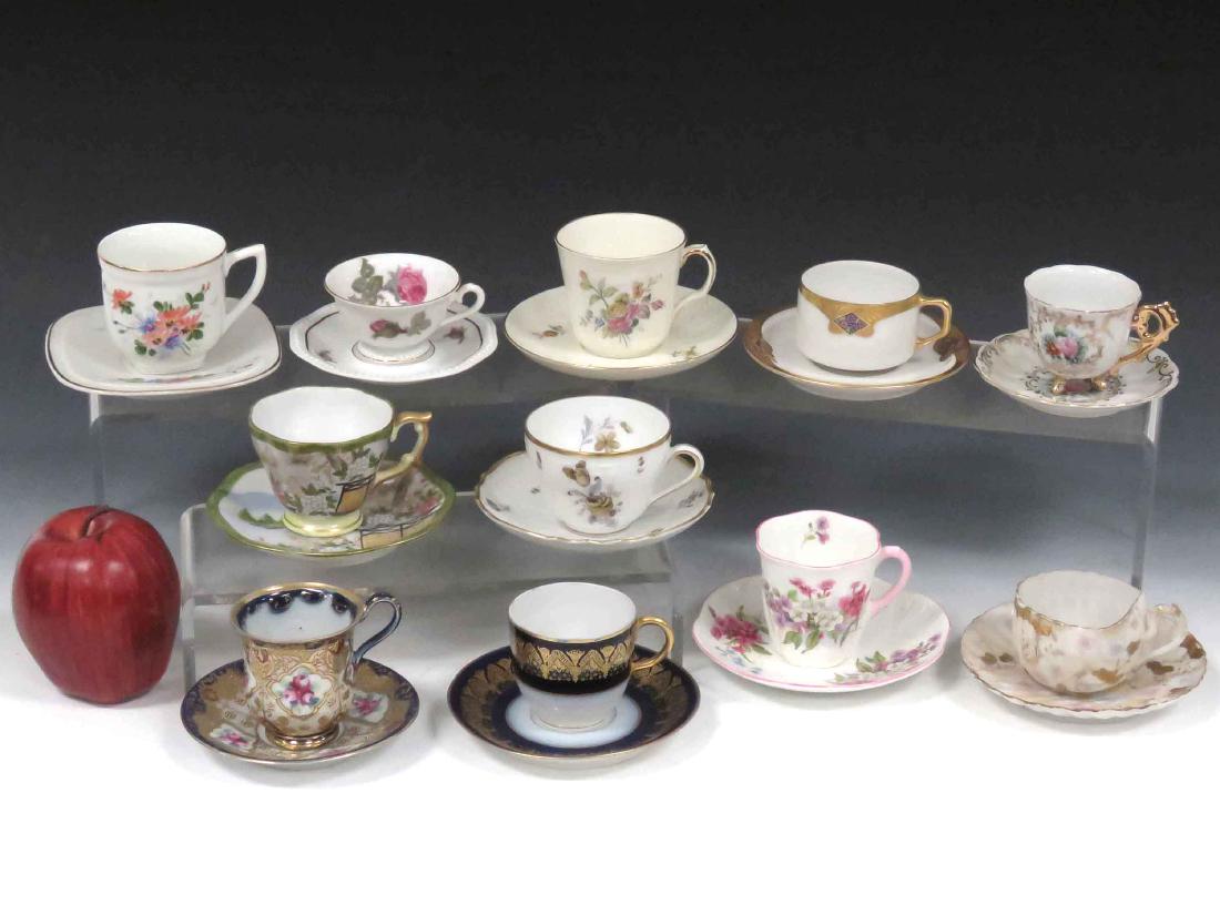 LOT (11) ASSORTED DECORATED PORCELAIN CUPS/SAUCERS (1 of 3)