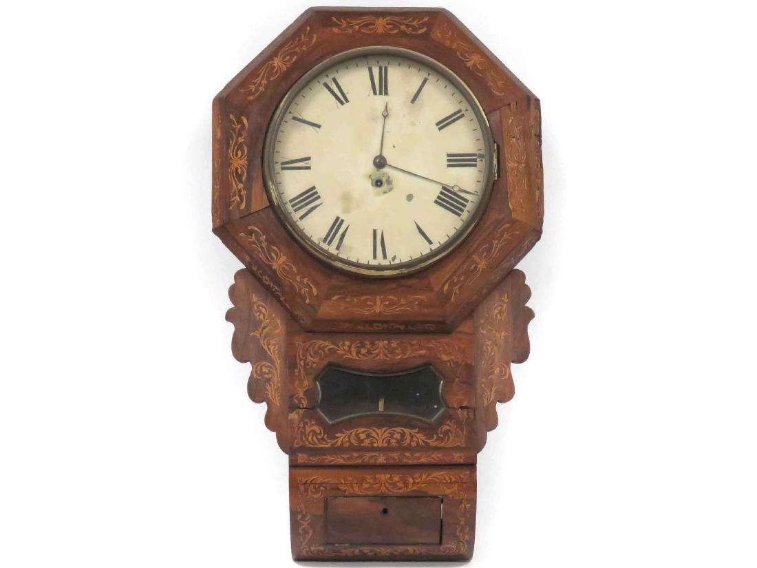 CONTINENTAL INLAID ROSEWOOD REGULATOR WALL CLOCK, 19TH (1 of 3)