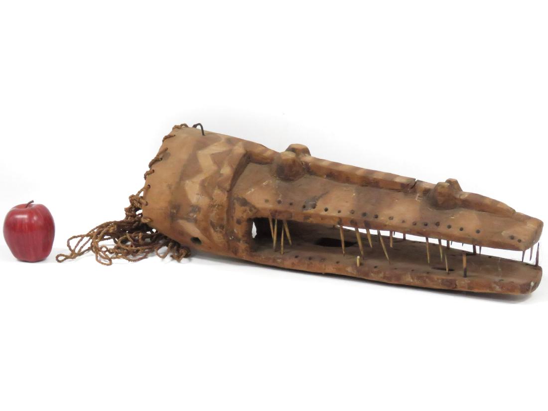 BOBO, UPPER VOLTA, CARVED & PAINTED CROCODILE MASK. (1 of 4)