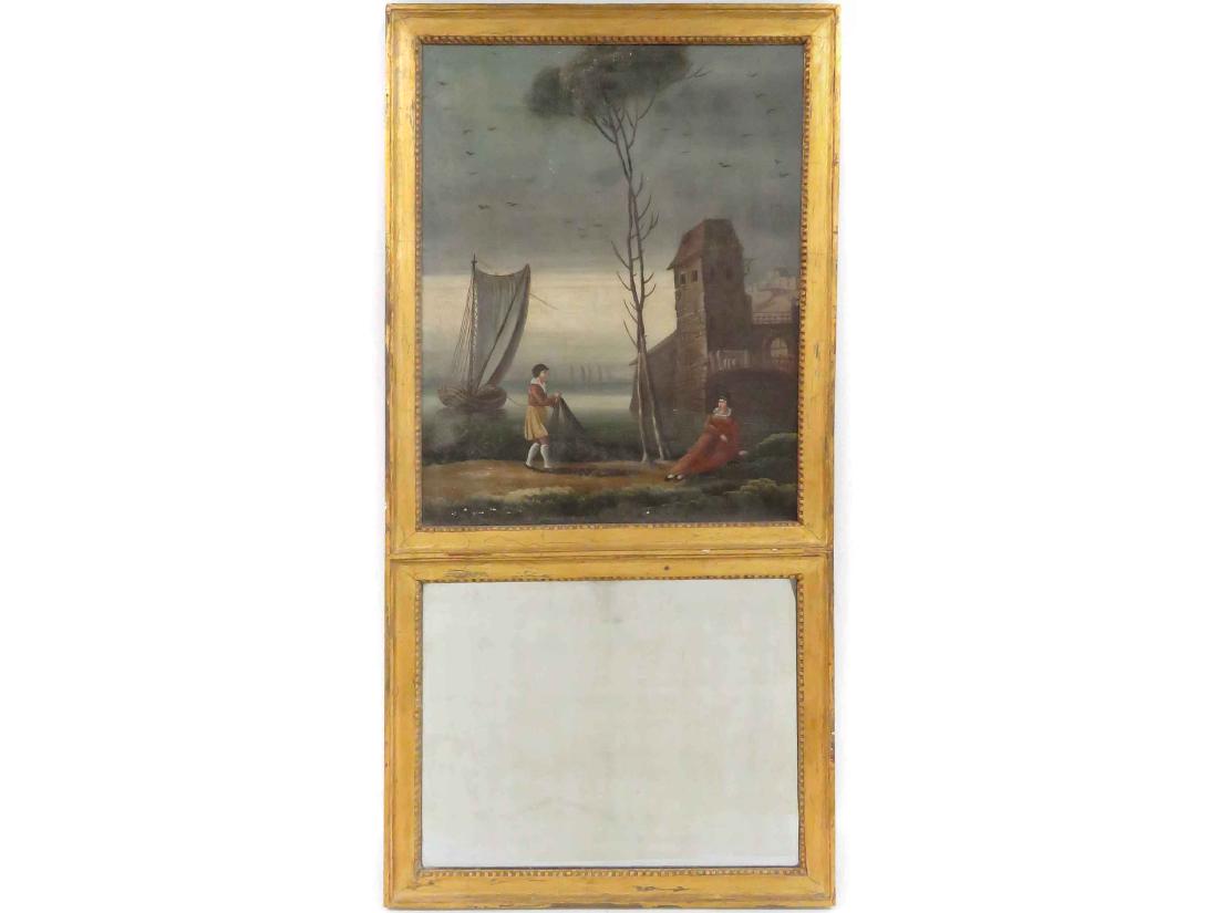 FRENCH CARVED & GILT FRAMED TRUMEAU MIRROR, 19TH (1 of 2)