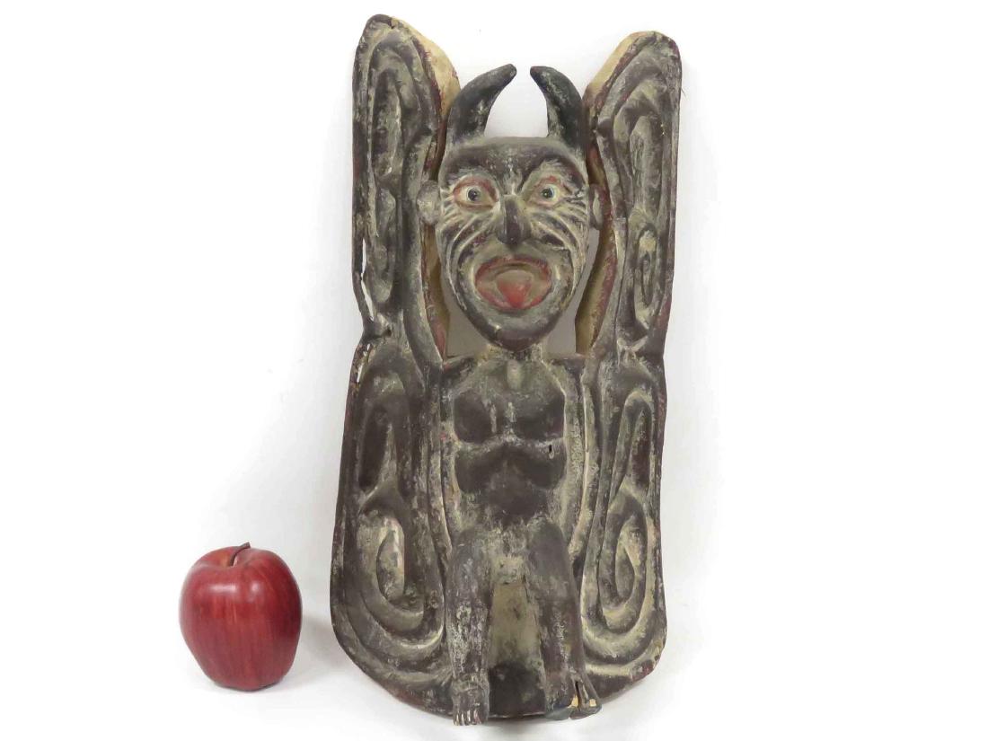 MEXICAN CARVED & PAINTED DEVIL MASK. HEIGHT 17" (1 of 3)
