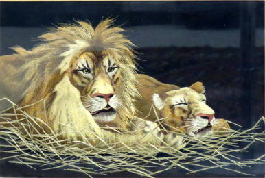 JAPANESE SCHOOL (20TH CENTURY), SILK EMBROIDERY, LIONS.