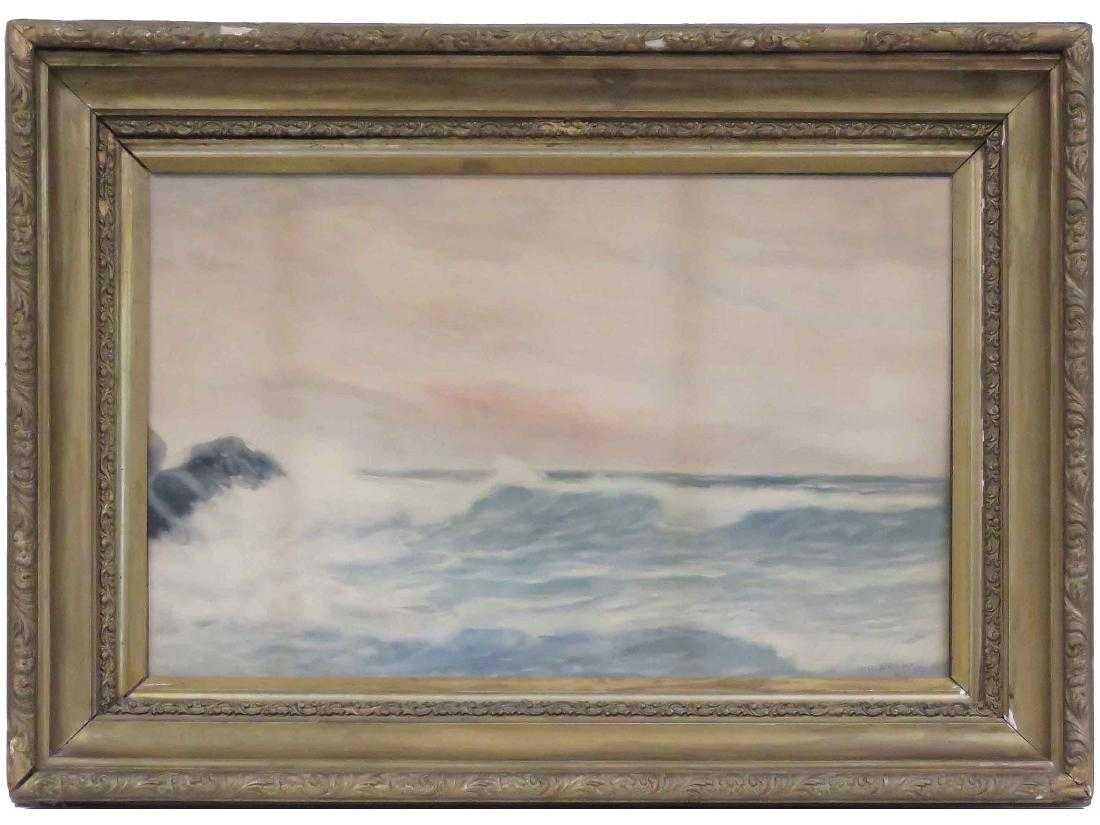 OTIS S. WEBER/NEW YORK (AMERICAN 1847-) WATERCOLOR,: OTIS S. WEBER/NEW YORK (AMERICAN 1847-) WATERCOLOR, CRASHING SURF, SIGNED AND DATED '97. SIGHT 17 1/2 X 23 3/4"