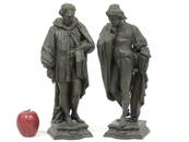 PAIR SPELTER FIGURAL LAMP BASE, CORRECE AND CLERONESE.