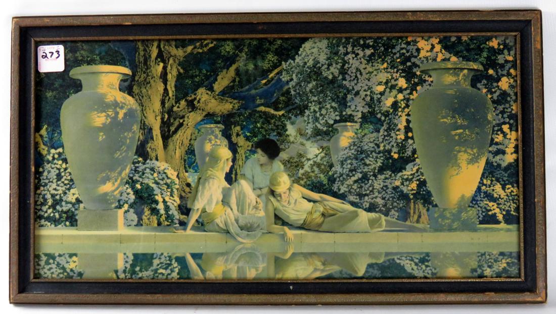 MAXFIELD PARRISH PRINT, "GARDEN OF ALLAH". FRAMED &: MAXFIELD PARRISH PRINT, "GARDEN OF ALLAH". FRAMED & GLAZED-11 X 19 3/4"