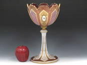 BOHEMIAN CARVED RUBY GLASS GILT DECORATED CHALICE