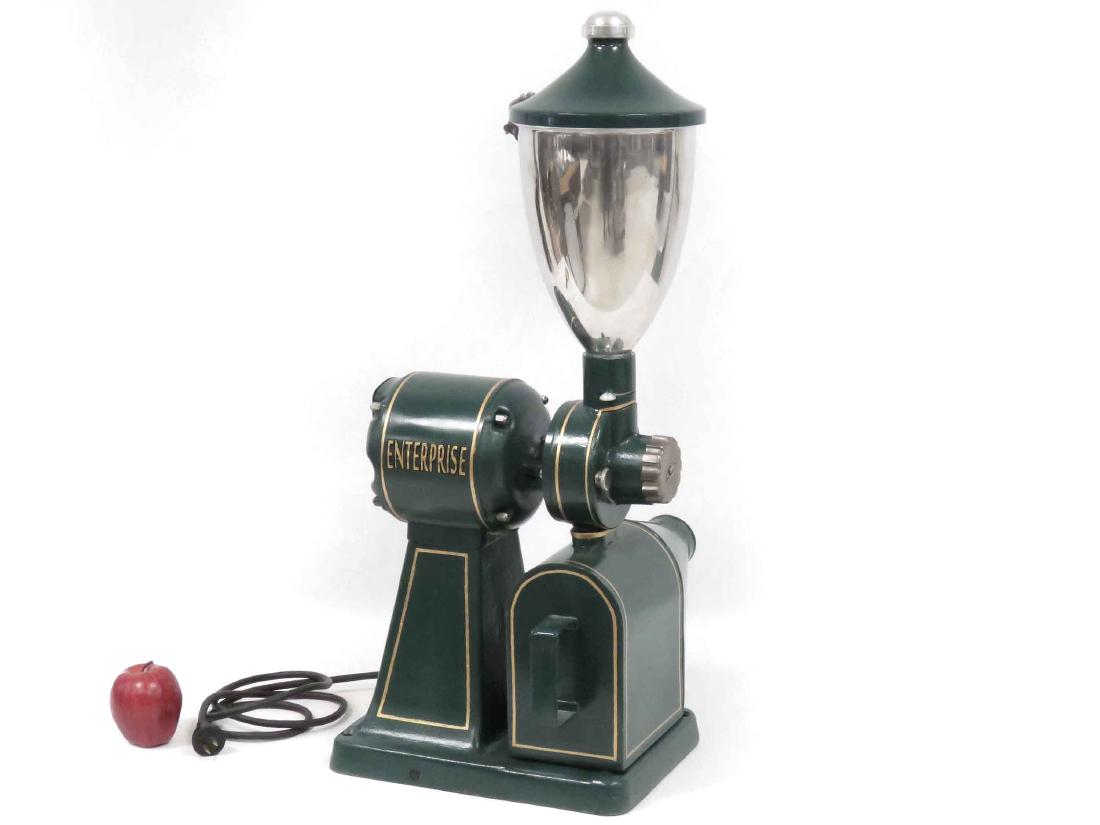 VINTAGE ENTERPRISE MODEL 71 ELECTRIC COFFEE MILL,: VINTAGE ENTERPRISE MODEL 71 ELECTRIC COFFEE MILL, C.1910. HEIGHT 31"