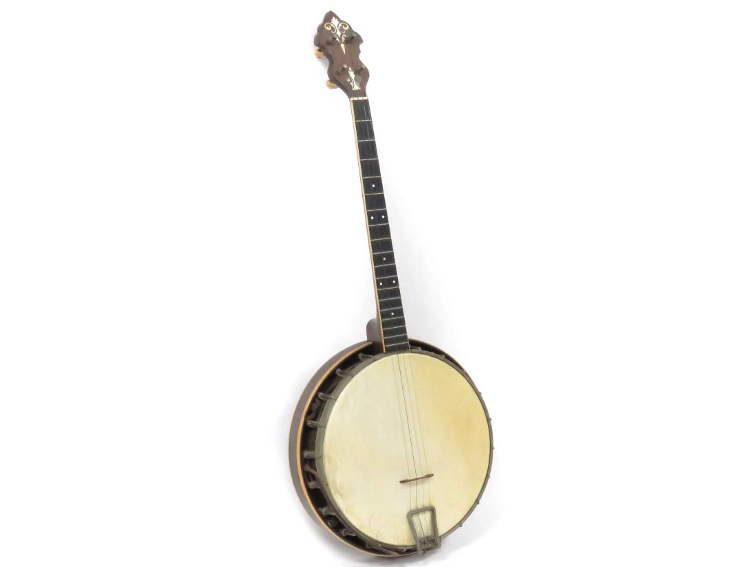 VINTAGE WEYMANN & SONS, PHILADELPHIA, PA, TENOR BANJO,: VINTAGE WEYMANN & SONS, PHILADELPHIA, PA, TENOR BANJO, C.1930. LENGTH 32 1/2"
