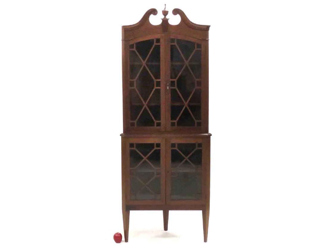 HEPPLEWHITE STYLE MAHOGANY CORNER CABINET WITH GLAZED (1 of 2)